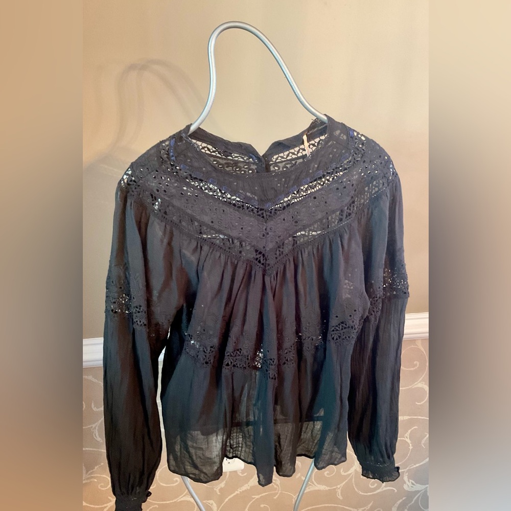 FreePeople black eyelet blouse.